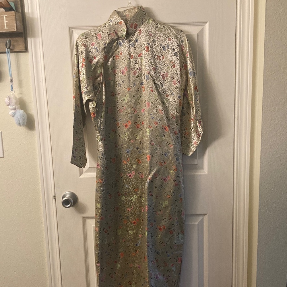 Gold Cheongsam vintage Dress